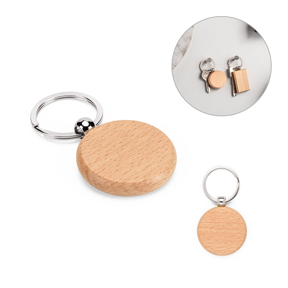 Natural Beech Circle Keychain - Berwick St John