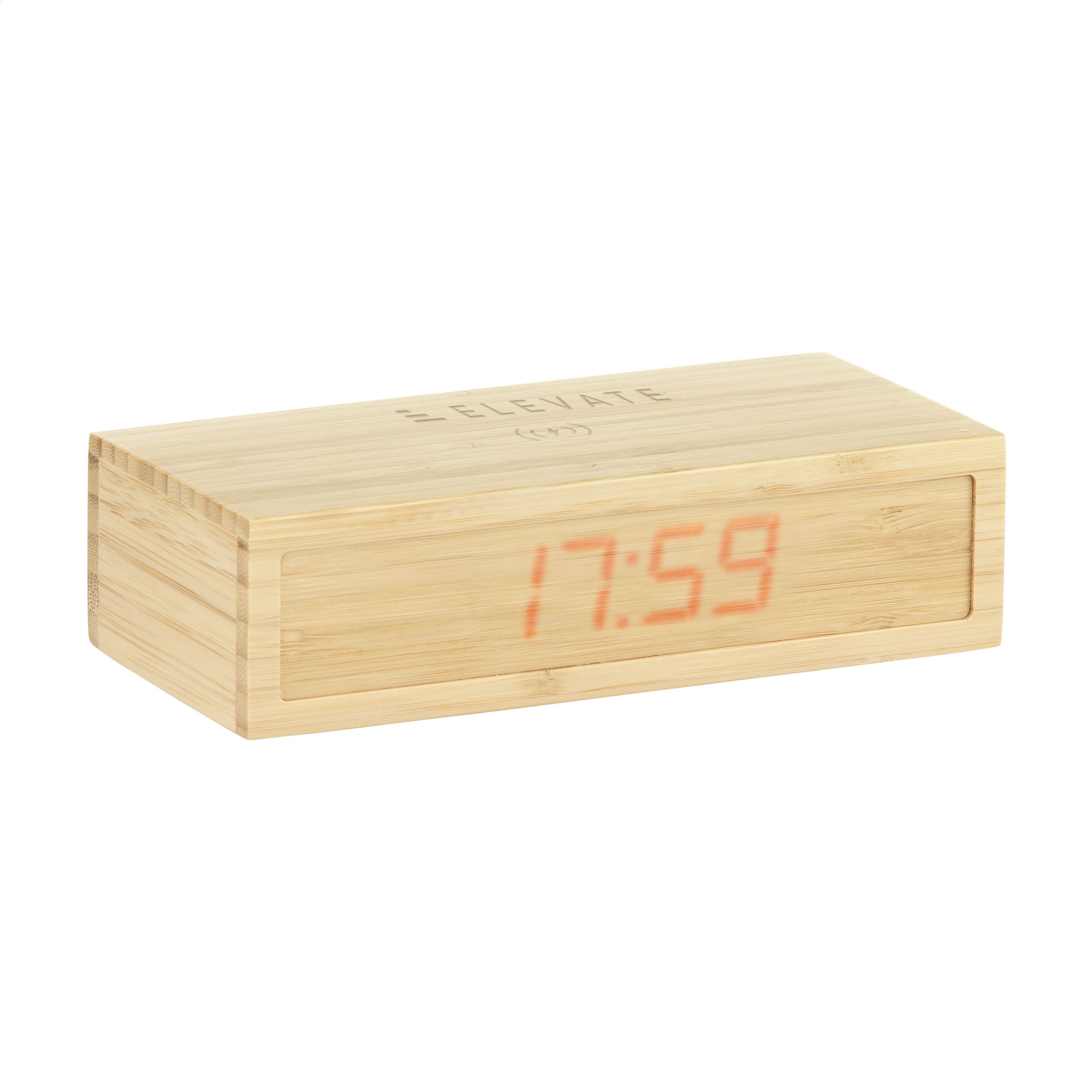 10W Wireless Charger and Alarm Clock with Bamboo Casing - Upavon - Soham