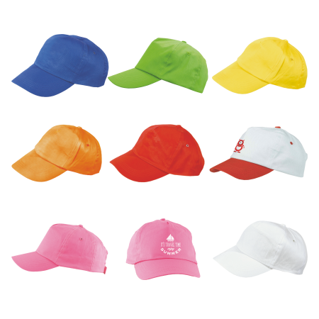 5 Panel Kids Baseball Cotton Cap with Velcro Strap - Kirkby Mallory