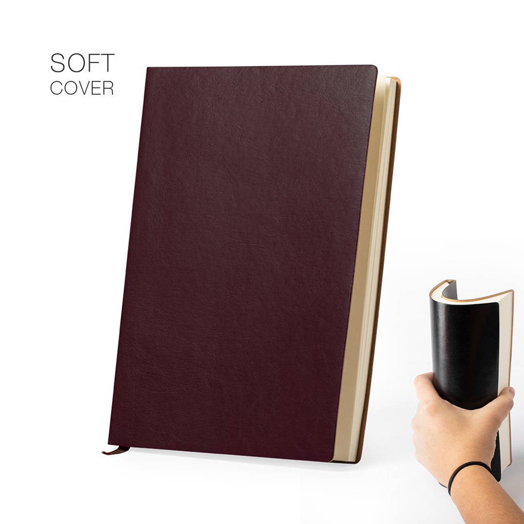 A notepad with a soft polyurethane cover and a fabric bookmark - Redmarley D'Abitot