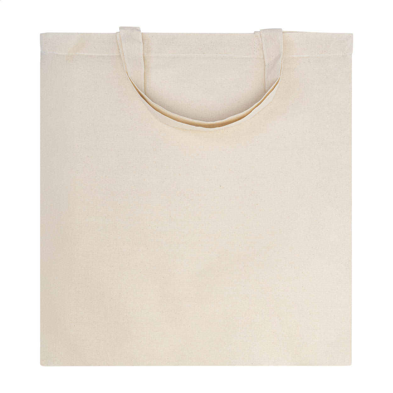 Shorty reusable cotton shopping bag with short handles and logo