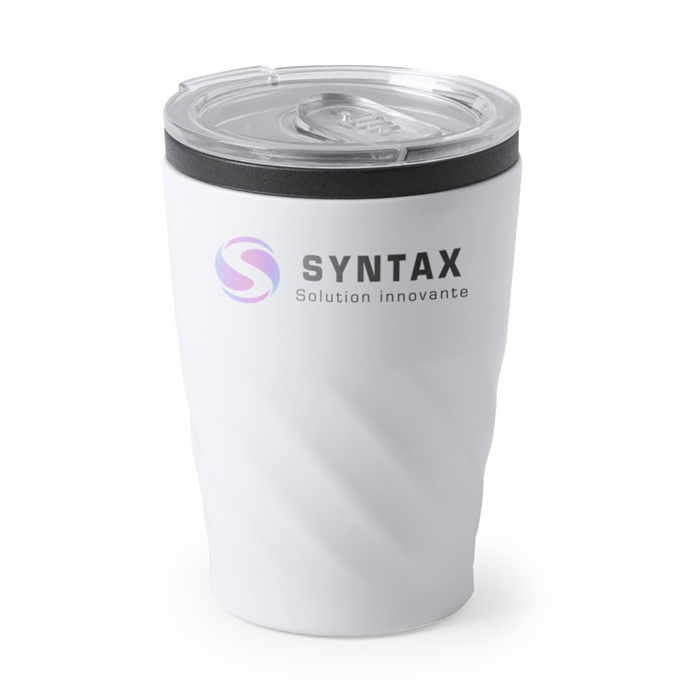 Cup made of stainless steel with a beveled body and a transparent lid 350ml - Prescot