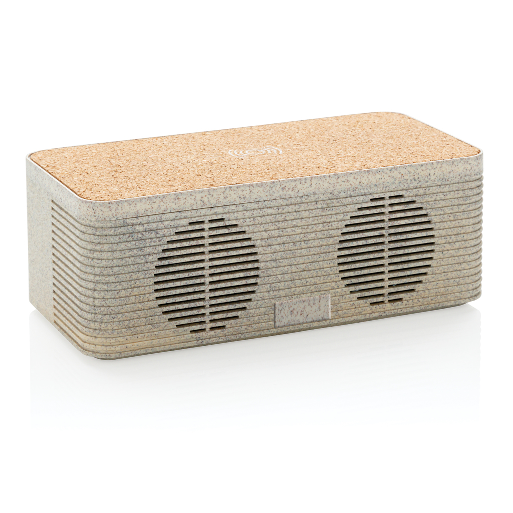 A stylish wireless charging speaker, constructed from wheat straw and cork - Piddletrenthide - Marldon
