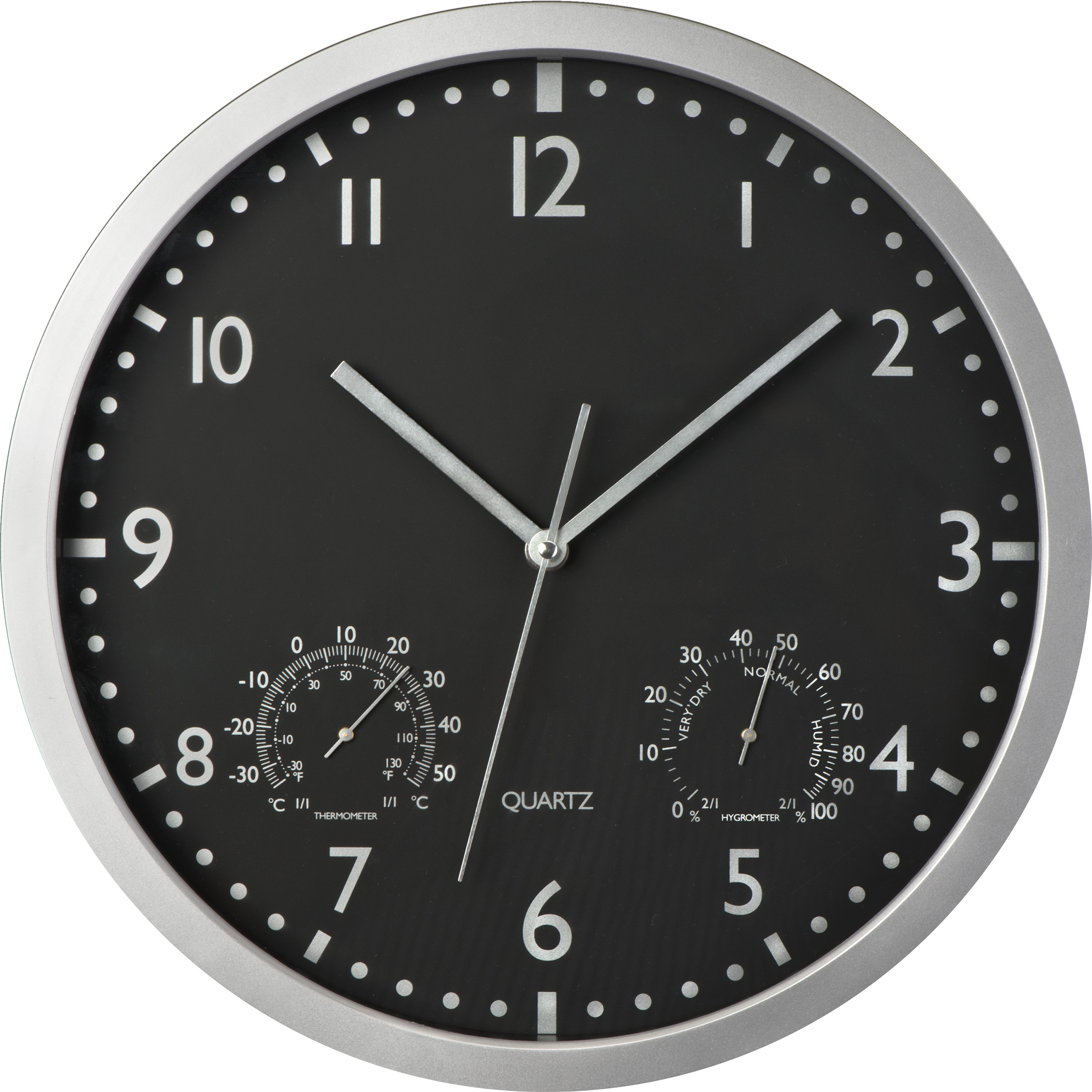 Hygro-Thermometer Wall Clock (35 cm) - Portland