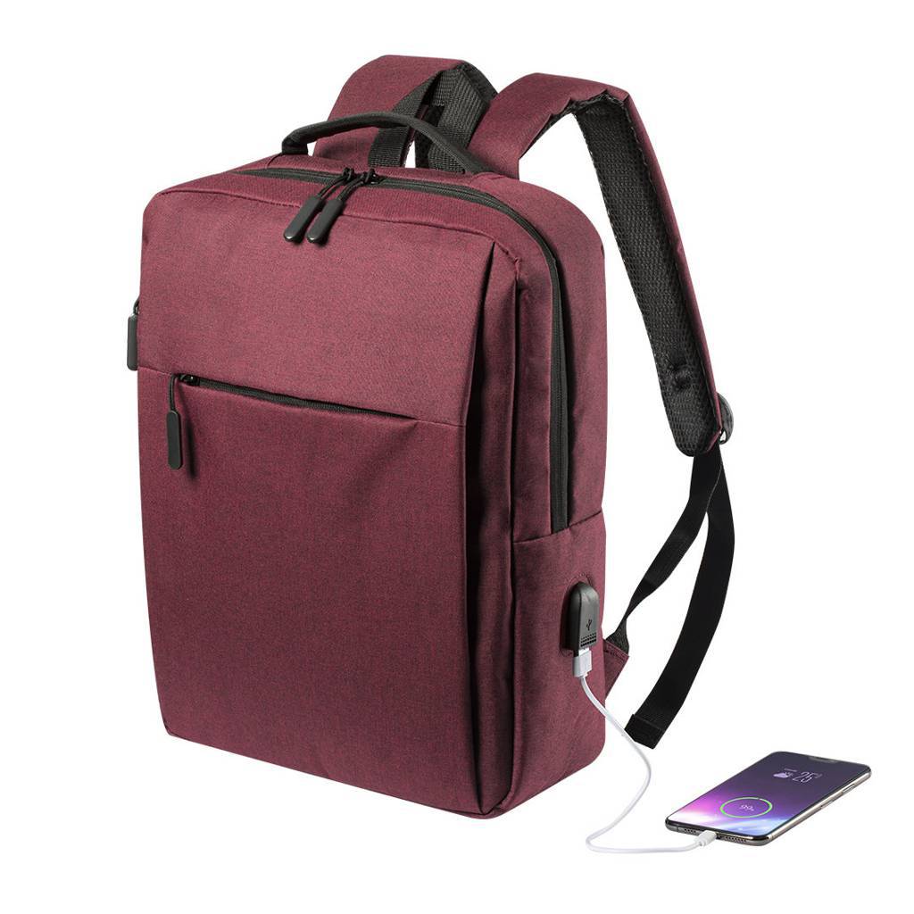 Durable business backpack made of polyester, featuring a USB output - Bridport