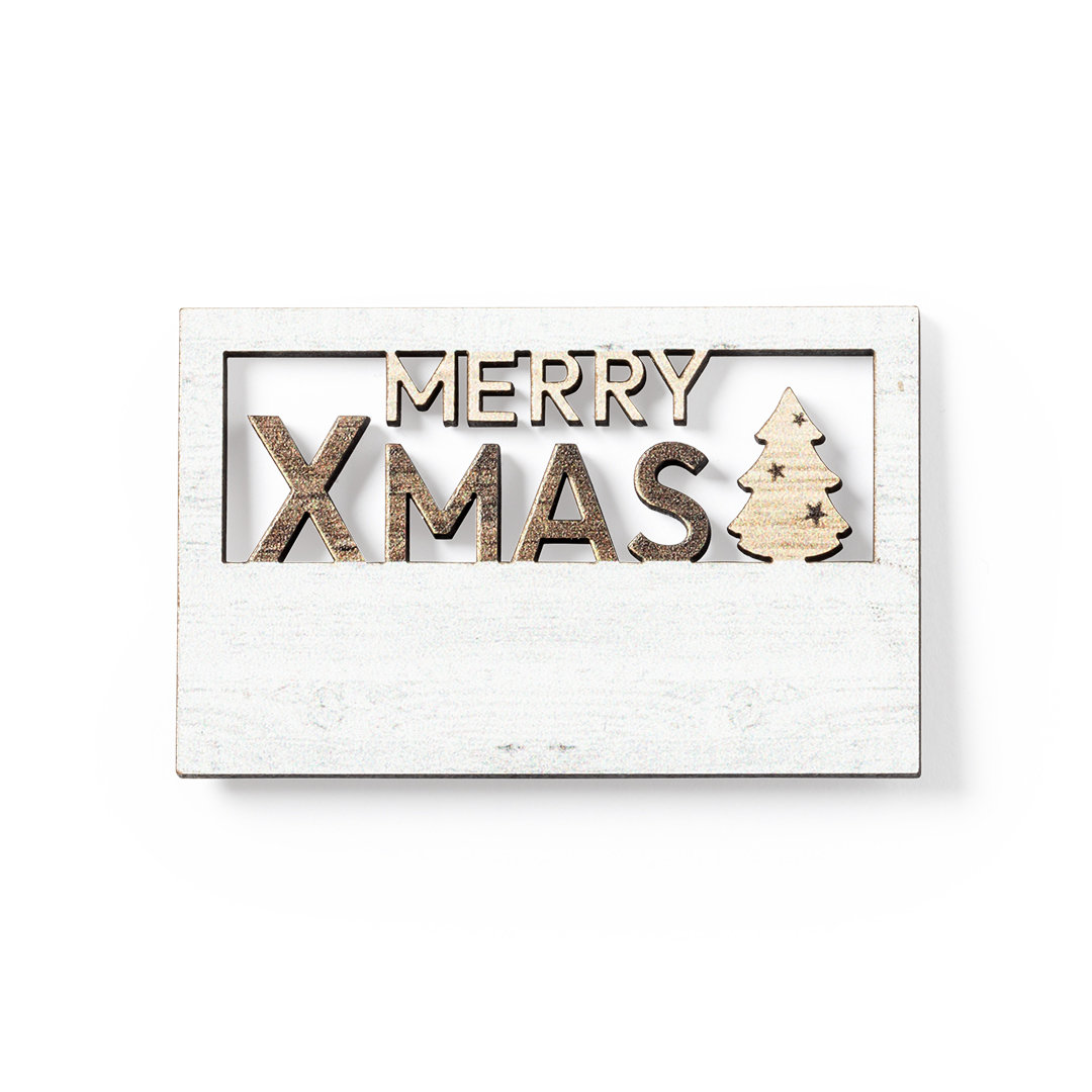 A two-coloured wooden magnet with a Merry Christmas inscription - Hulme