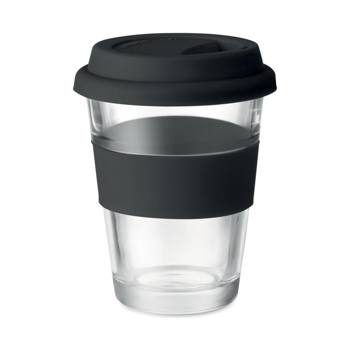A tumbler with a glass body and a silicone lid 350ml - Ickham