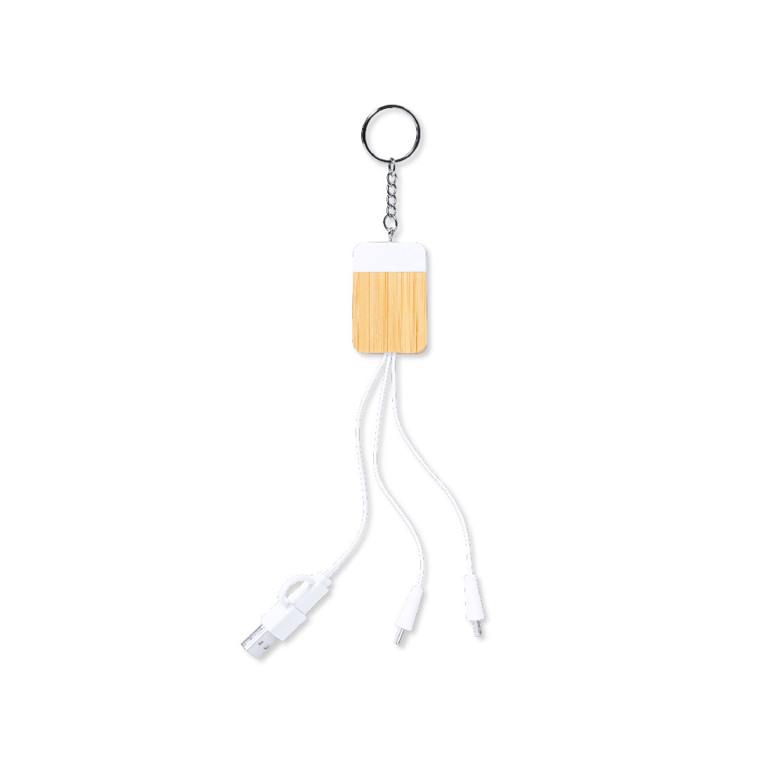 Bamboo Marble Charging Cable on Keychain - Eastohyton - Wotton-under-Edge
