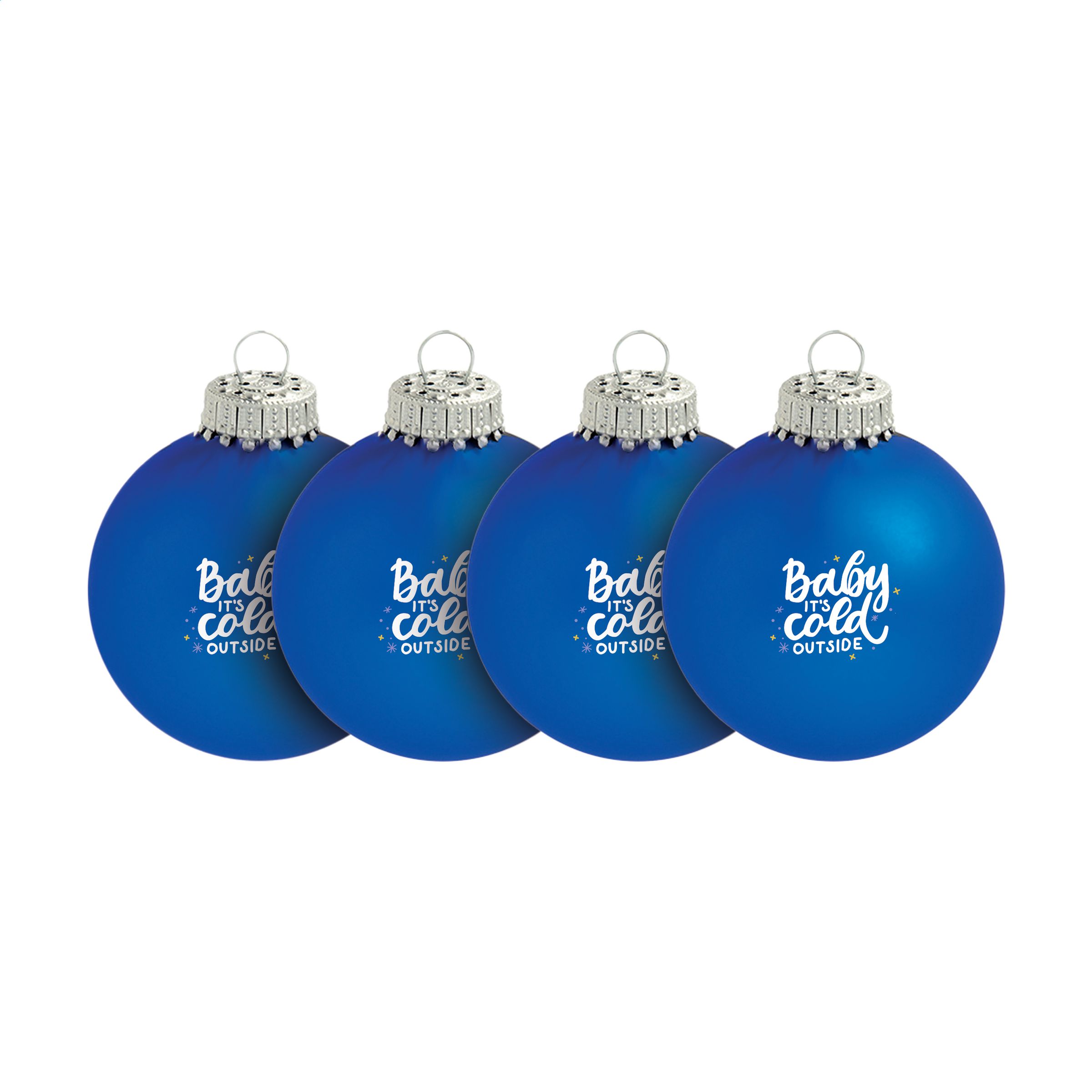 Set of 4 Glass Christmas Baubles - Erith