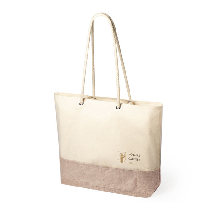Bedruckte Stofftasche aus Jute und Baumwolle 48 x 35 cm - Düren