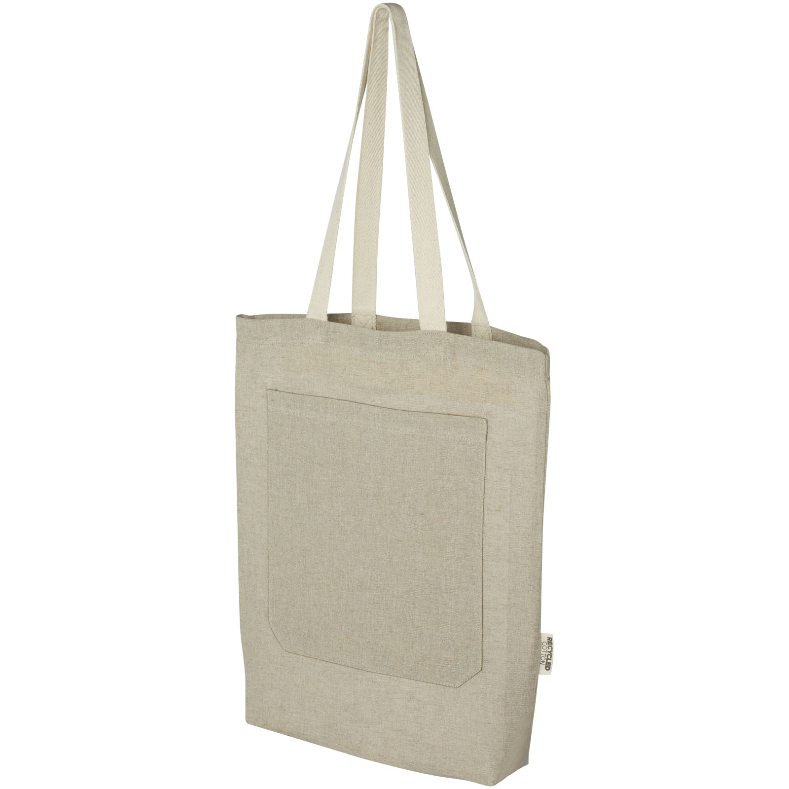 EcoTote 150 g/m² Recycling-Baumwolltasche mit Fronttasche 9L - Steinach
