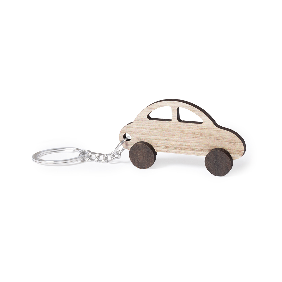 Keychain in a car design made from natural wood of two colours - Liverpool