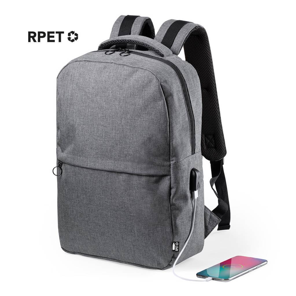 Business Backpack made from 600D RPET Material with a USB Charging Port - Donington on the Wolds
