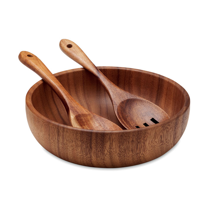 Salad Bowl made of Acacia Wood, which includes Salad Utensils - Model: Bourton on the Water - Holme-on-Spalding Moor