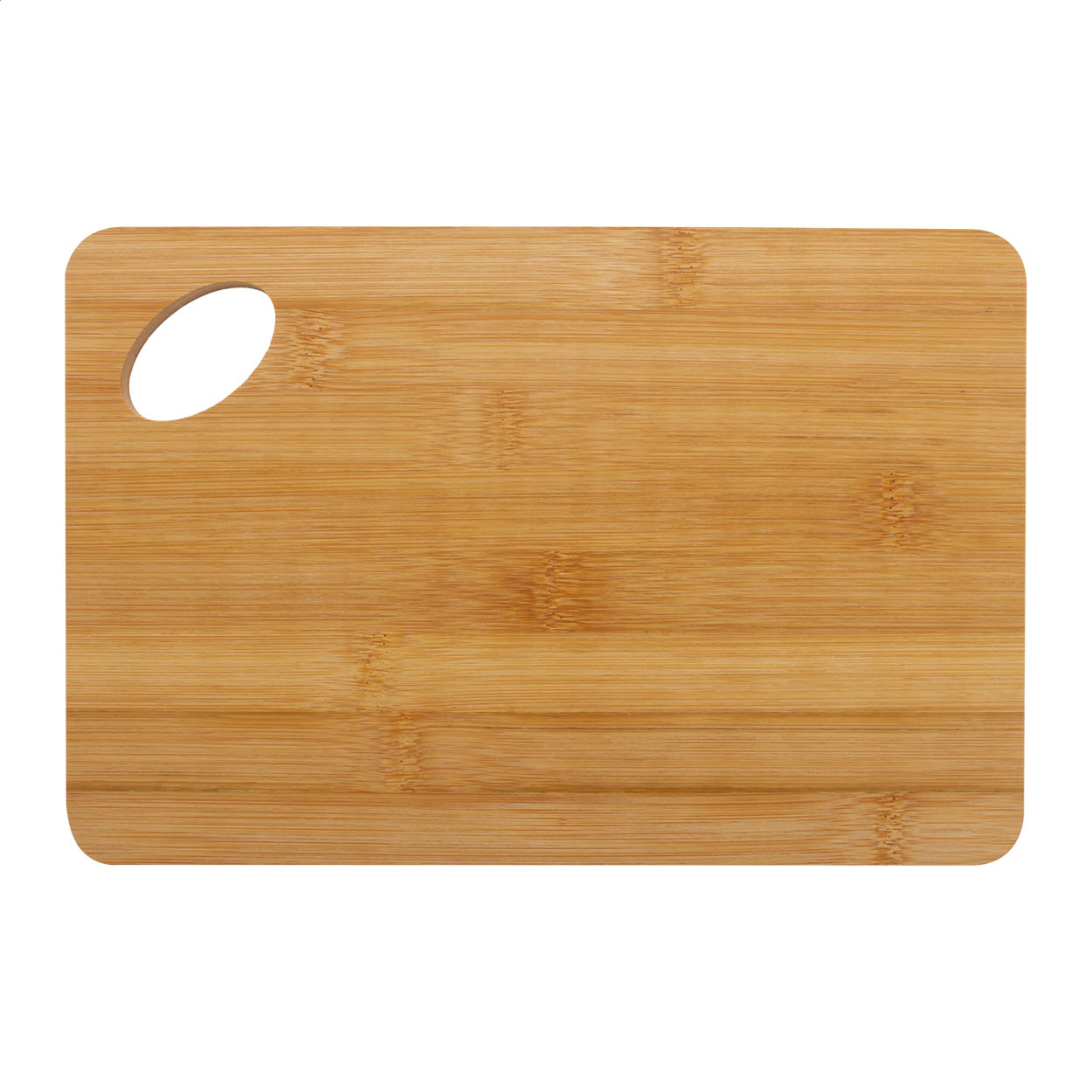 Xaban bamboo cutting board with die-cut hole and logo printed with logo
