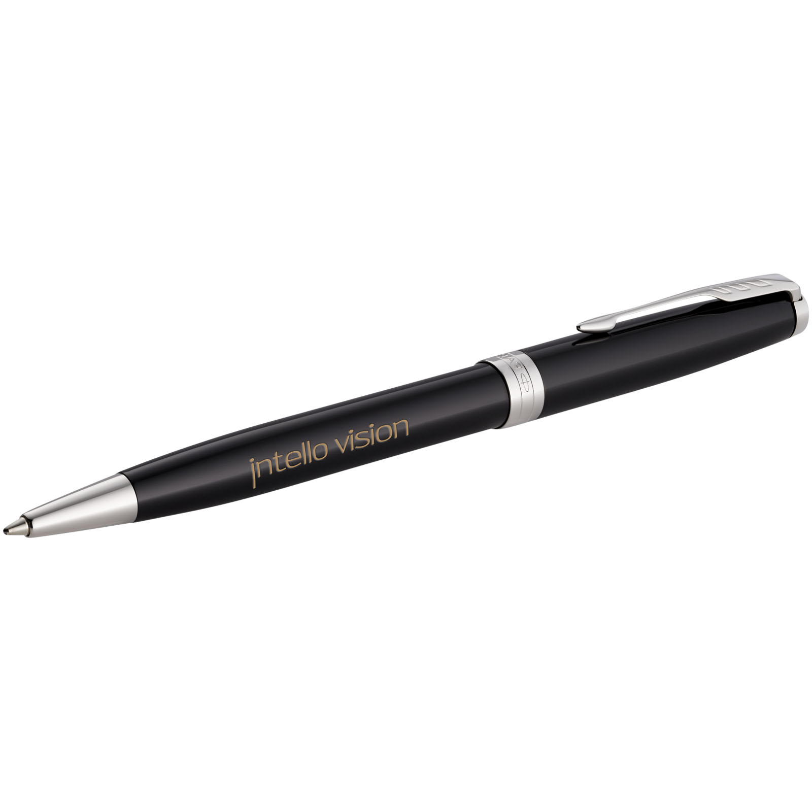 Ballpoint and rollerball pen set with Carbon case - Black