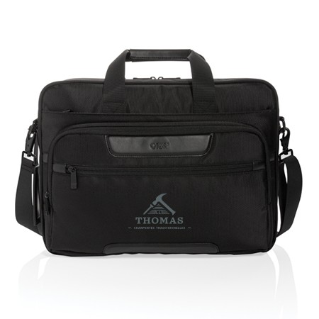 Stylish 1680D RPET Polyester Laptop Bag with USB Output and RFID Pockets - Llanrwst
