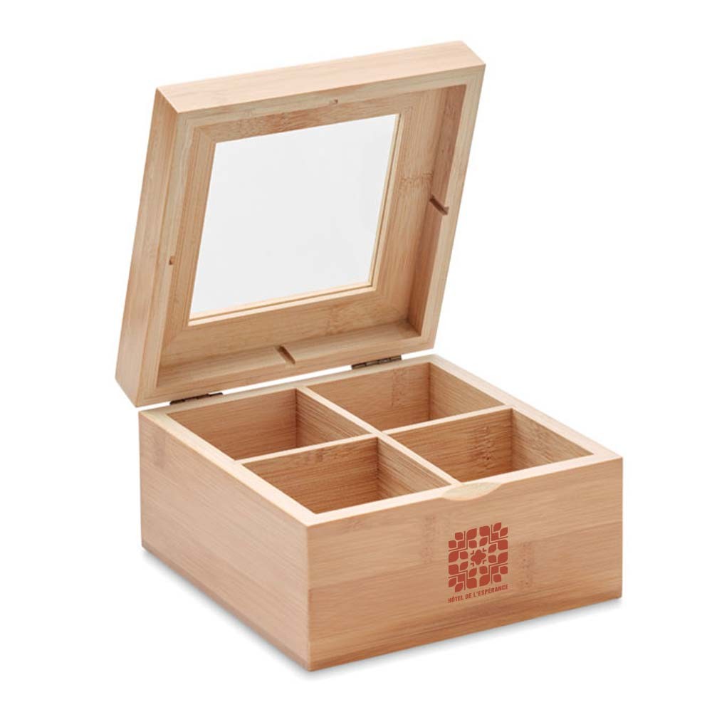 A box for storing tea made from bamboo and featuring a glass lid - Sutton