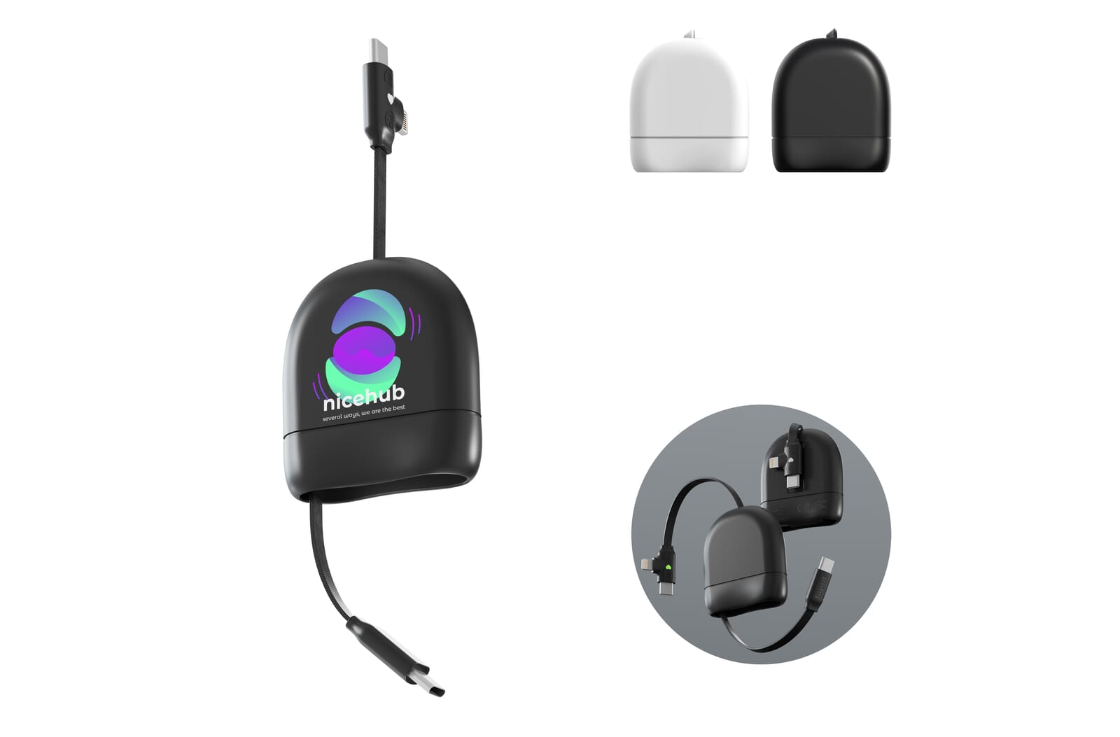 Xoopar ICE-R Ausziehbares USB-C und Lightning-Kabel 60W 1 Meter