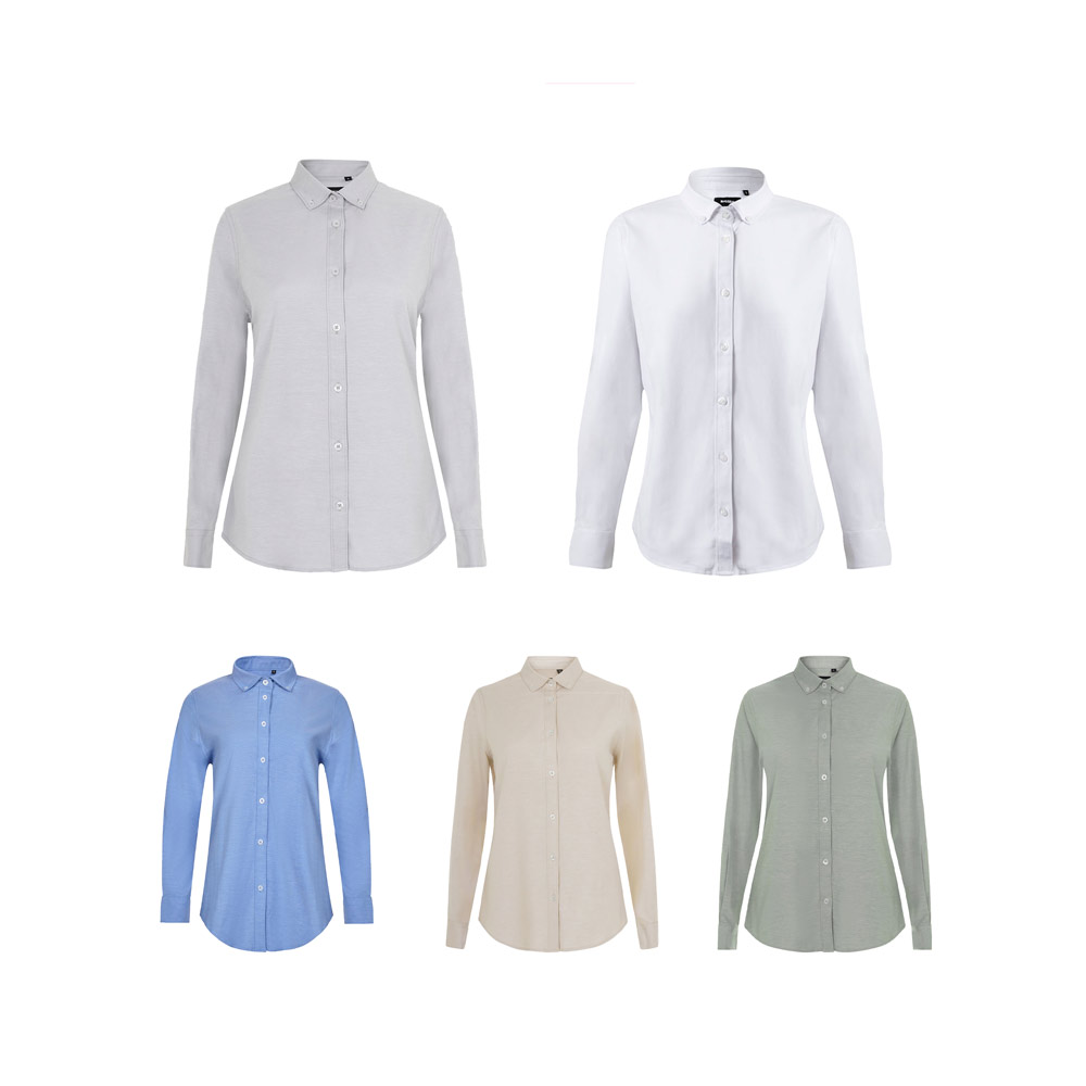 VL PRITHVI WOMEN. Oxford shirt (180 g/m²) for women, made of cotton (50%), polyester (45%) and elastane (5%)