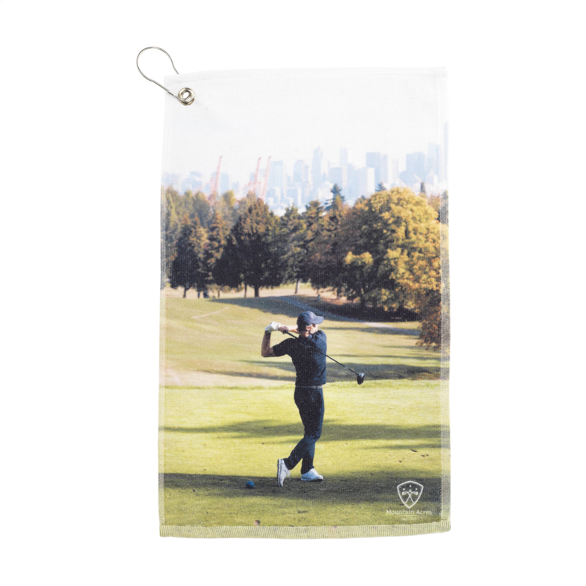 Custom Printed Golf Towel with Carabiner - Lochgelly