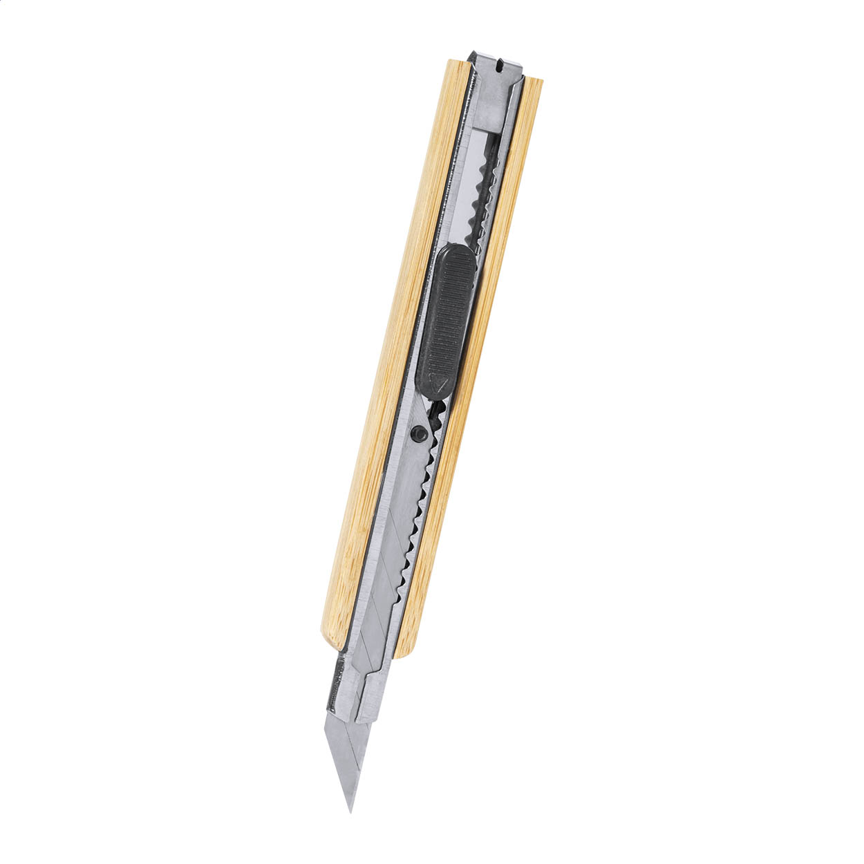 Boocut Cuttermesser aus Metall mit Bambusgriff und Sicherung, mit Logo bedrucken mit Logo