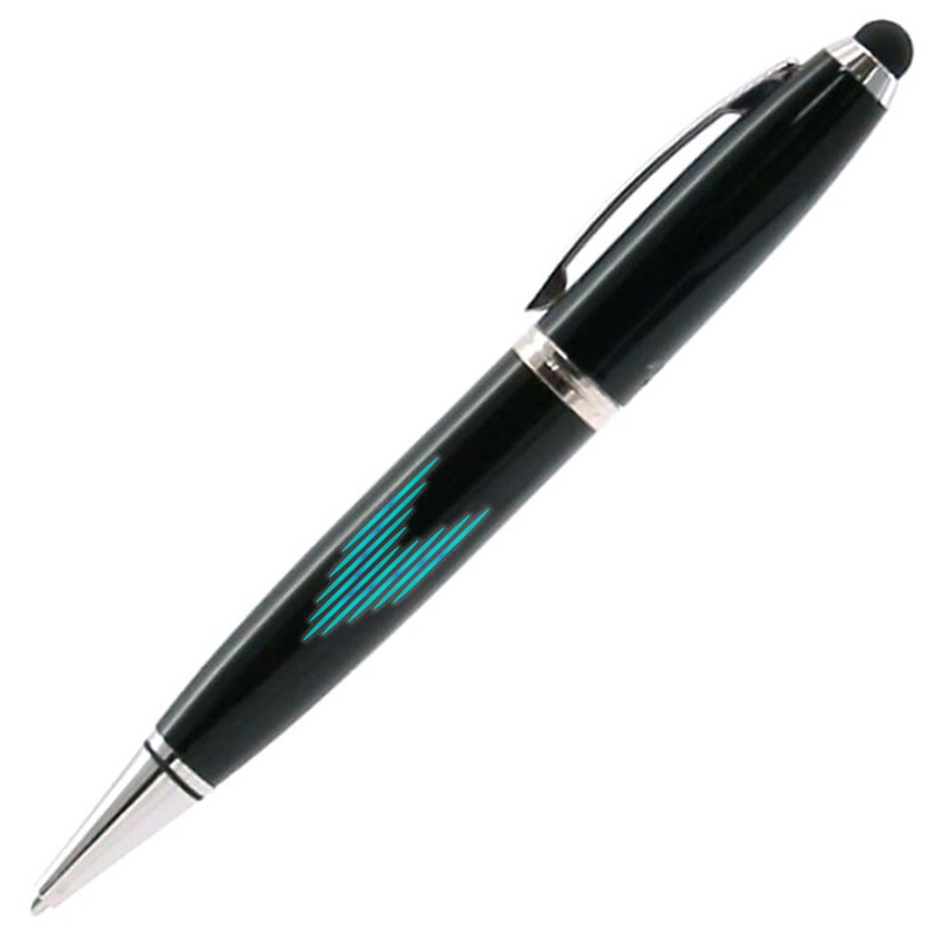 A ballpoint pen with a metallic finish that includes a 32GB USB flash drive - John o' Groats