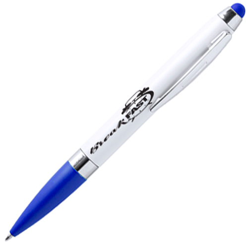 Personalized two-tone white and colored pen with tactile tip - Ayden