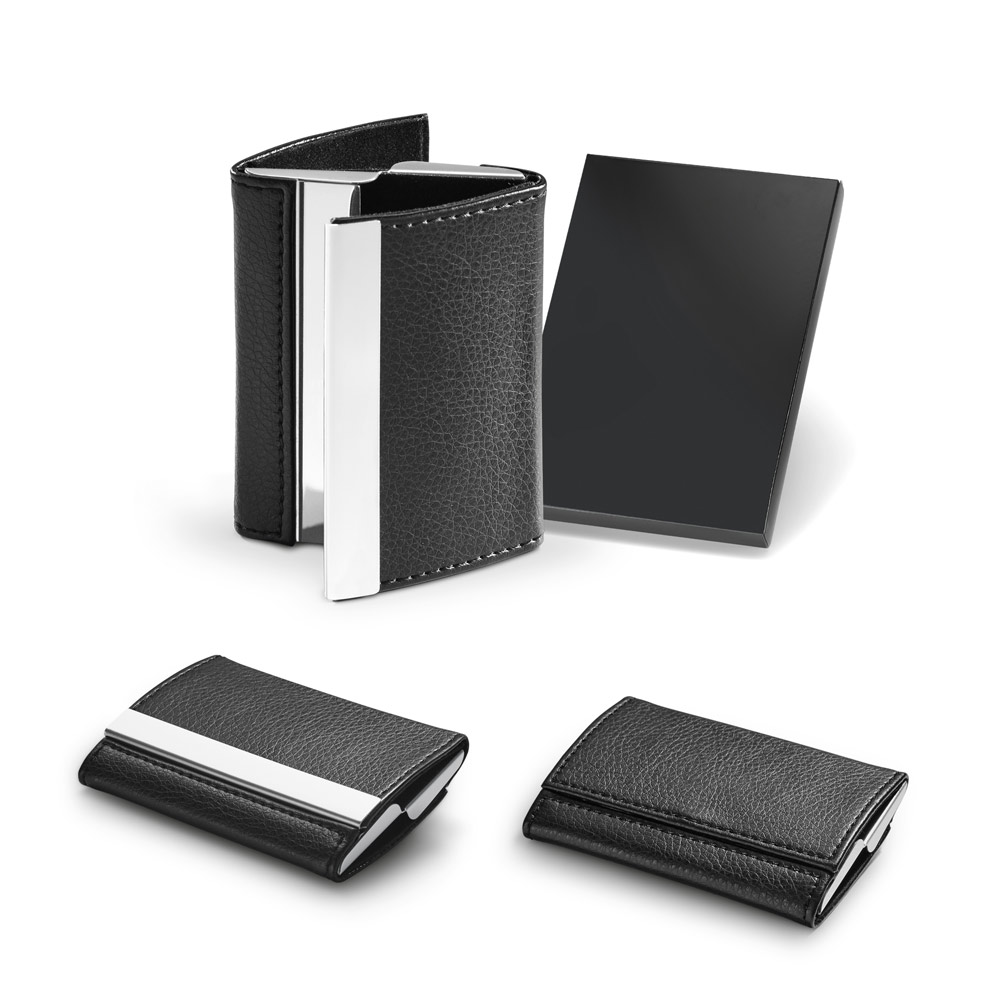 Metal and PU Double Business Card Holder - Carlton - Wigan