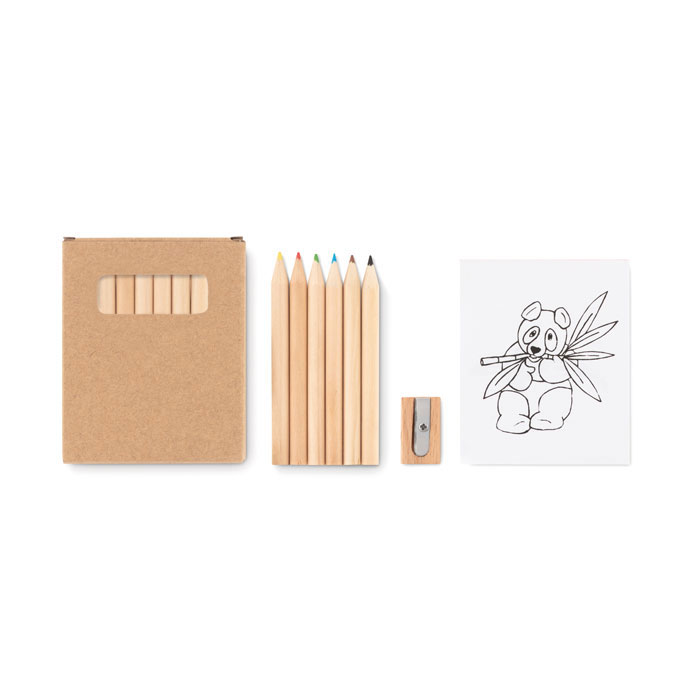 Colouring Set with Wooden Pencils, Sharpener and Colouring Sheets - Beaumont Leys