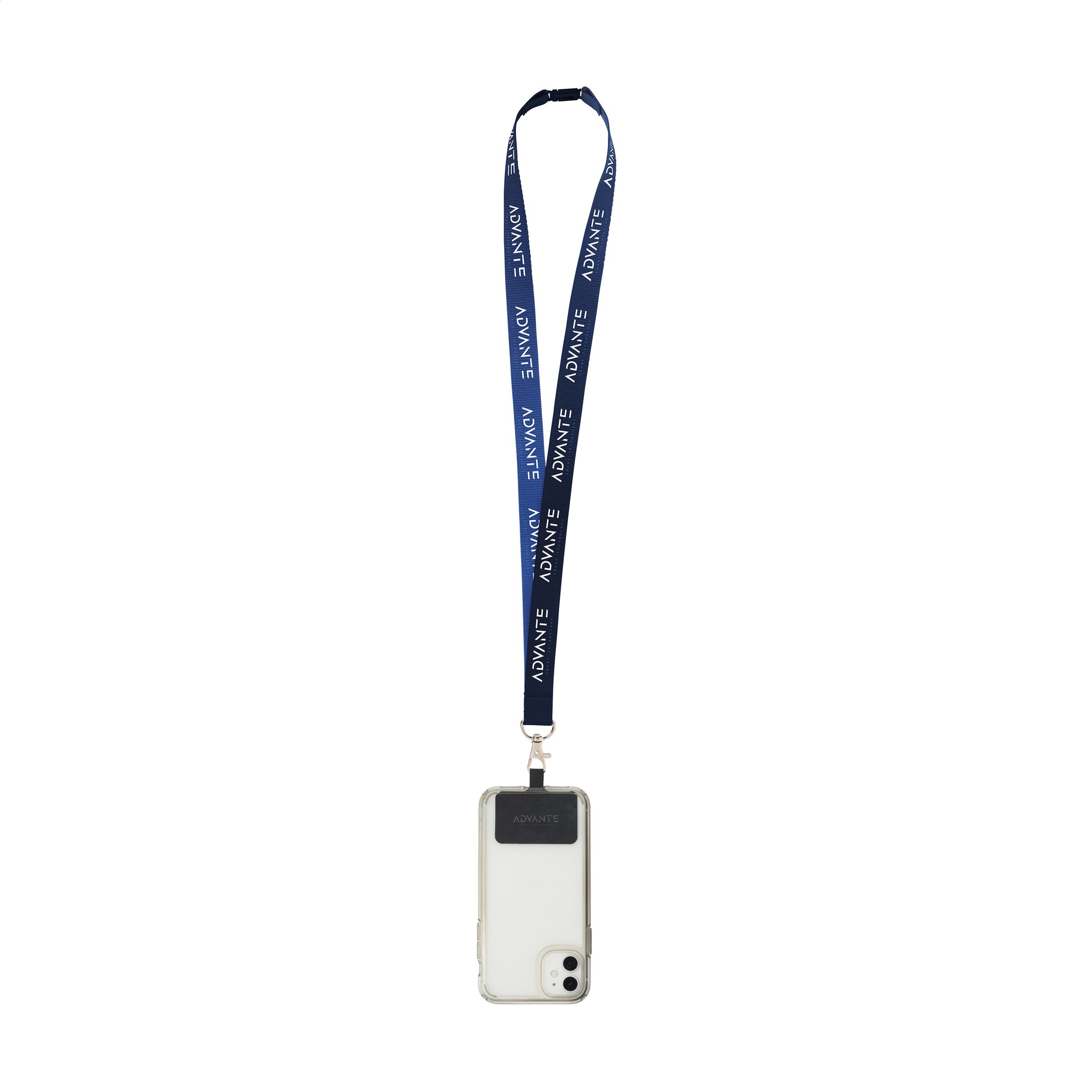 A lanyard made of recycled polyester with a smartphone patch and a carabiner - Harlow