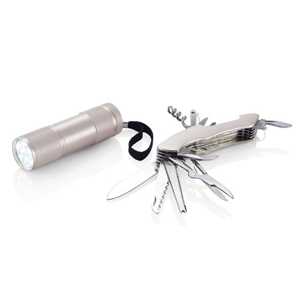 Aluminium Matt Eloxiertes Taschenmesser und Quattro Taschenlampen Set - Trochtelfingen 