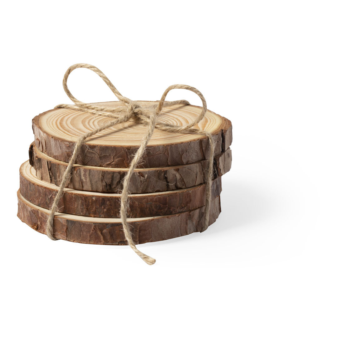 Natural Pine Wood Coaster Set - Tilton on the Hill