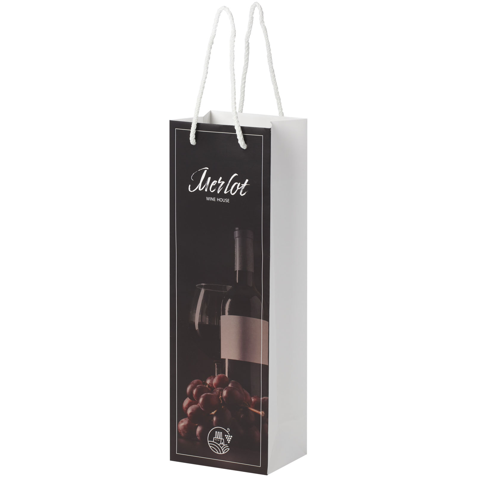 Handmade Matte Wine Bottle Size Paper Bag with Plastic Handles - St Paul's Cray