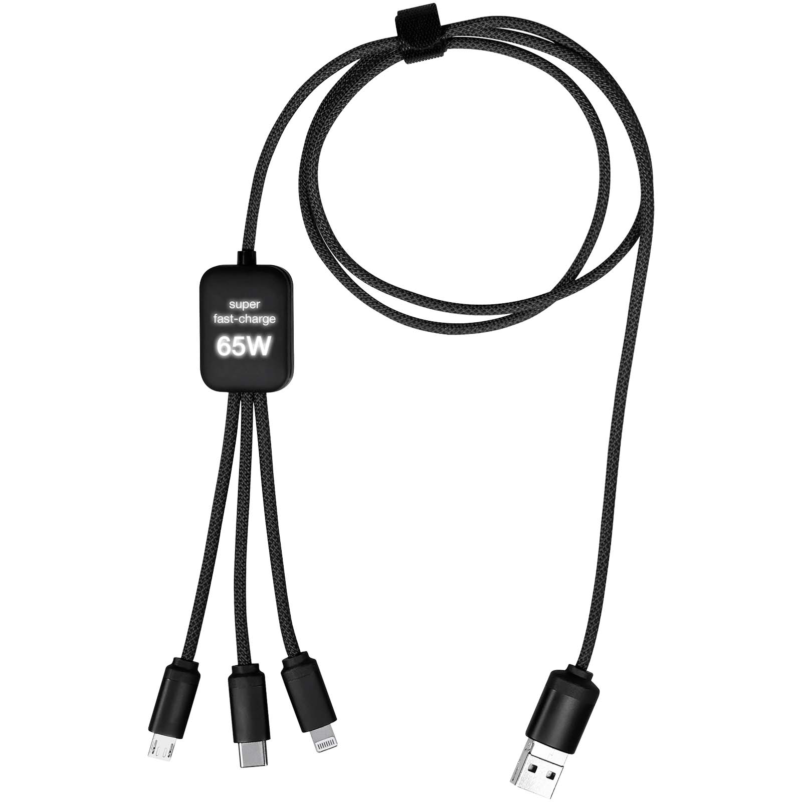 EcoGlow 5-in-1 Illuminated Charging Cable - Wareham printed with logo