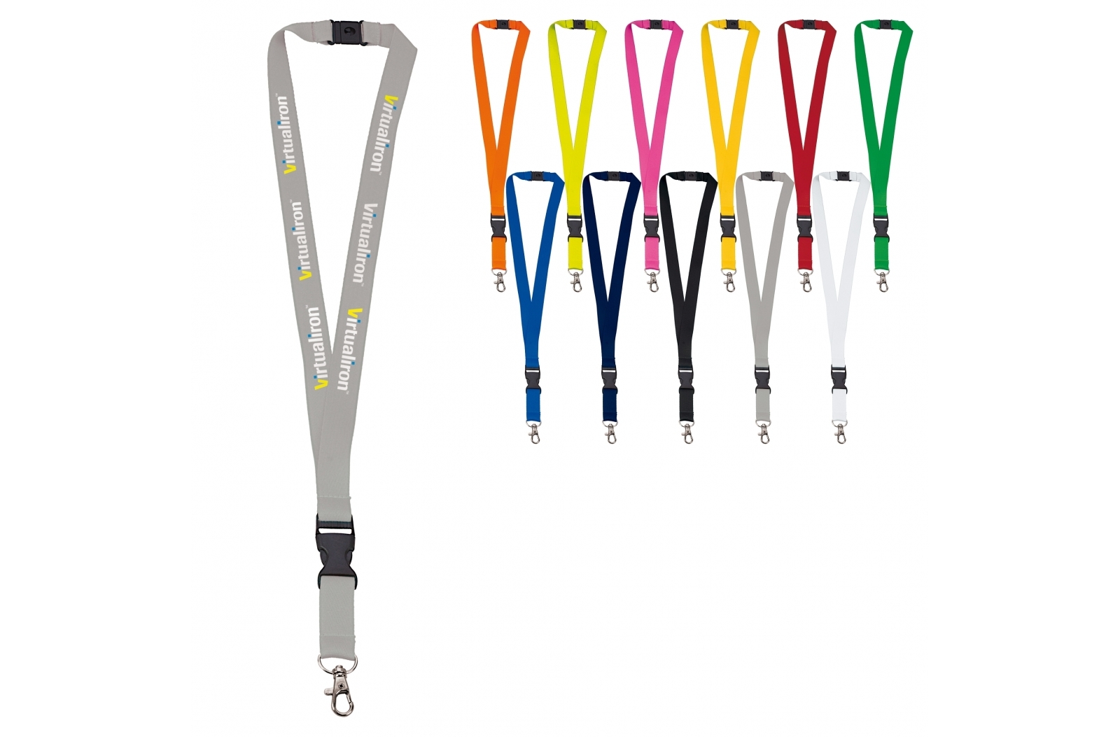 Polyester Lanyard with Removable Plastic Buckle, Metal Clip, and Safety Link - Abbots Bromley - Newent