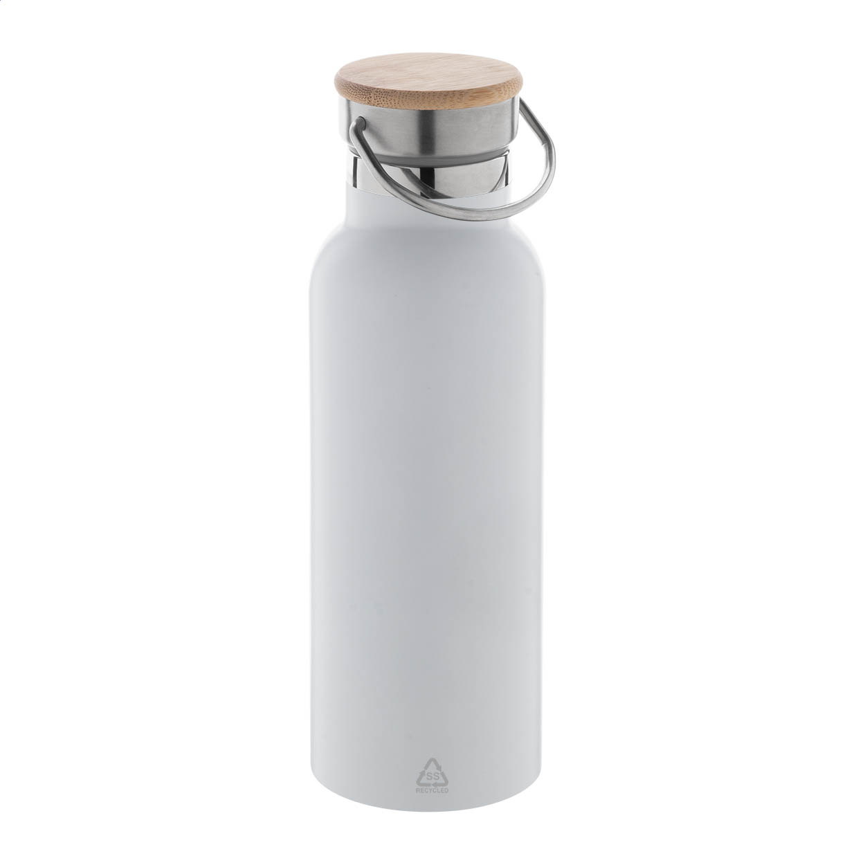 Renaslu recycled stainless steel insulated bottle with bamboo lid, 500 ml
