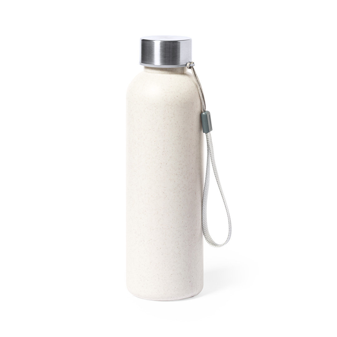 A BPA-Free 600ml PE bottle with Stainless Steel Lid and Carrying Strap, featuring a veined design. - Houghton-le-Spring