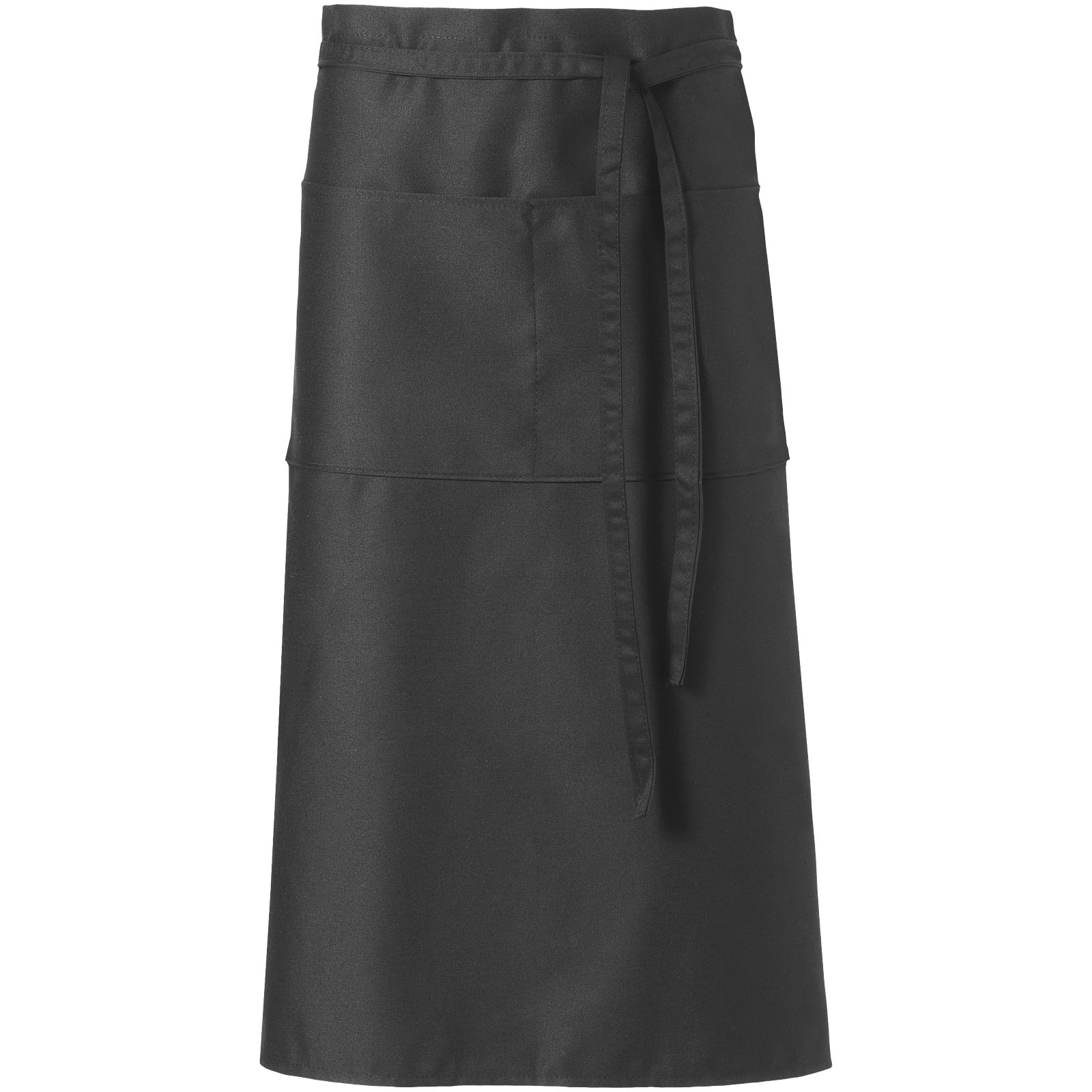 This is an apron made from twill fabric. It has pockets for convenience and also features a tie back closure for easy fitting. - Ince-in-Makerfield