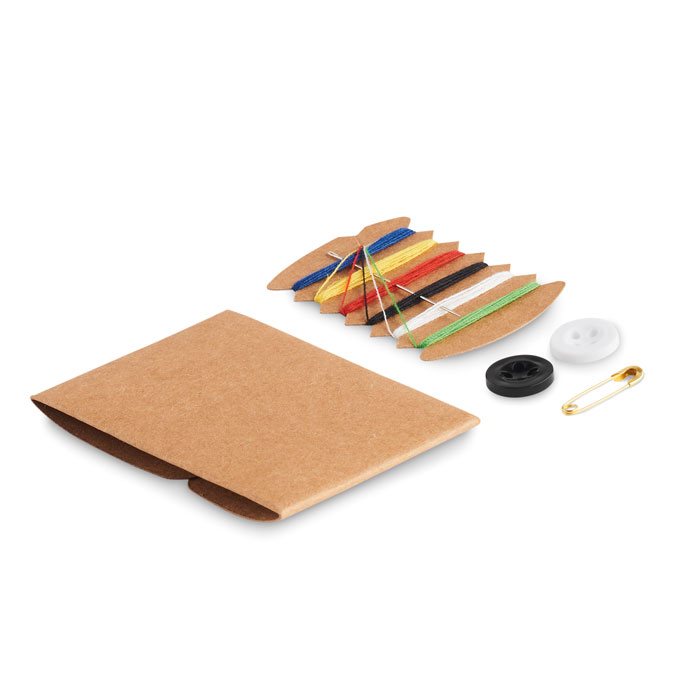 A travel sewing kit in a kraft paper box - Llanrwst