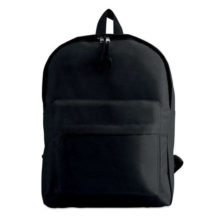 This is a 600D polyester backpack that comes with an external zipper pocket. - Ashley Heath