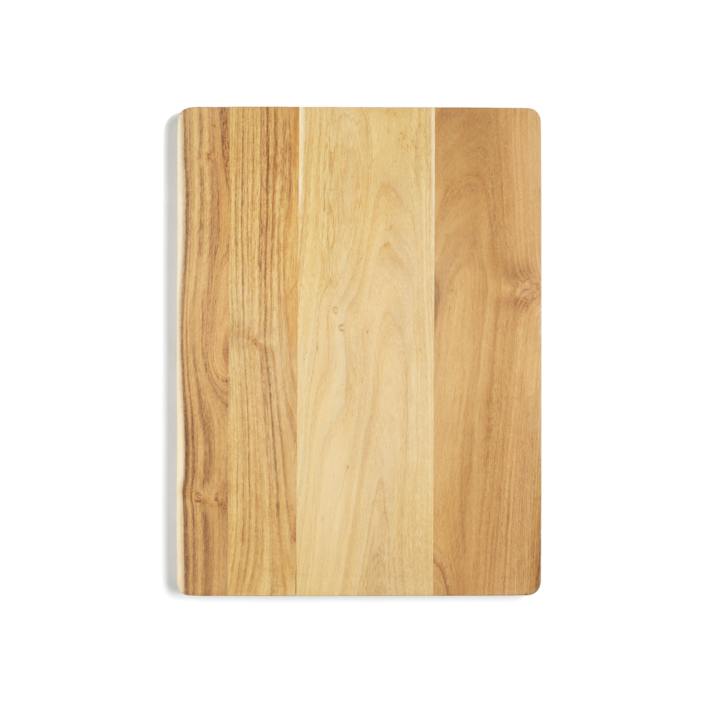 A cutting and serving board made from FSC-certified teak wood, complete with a holder for your tablet. - Fort William