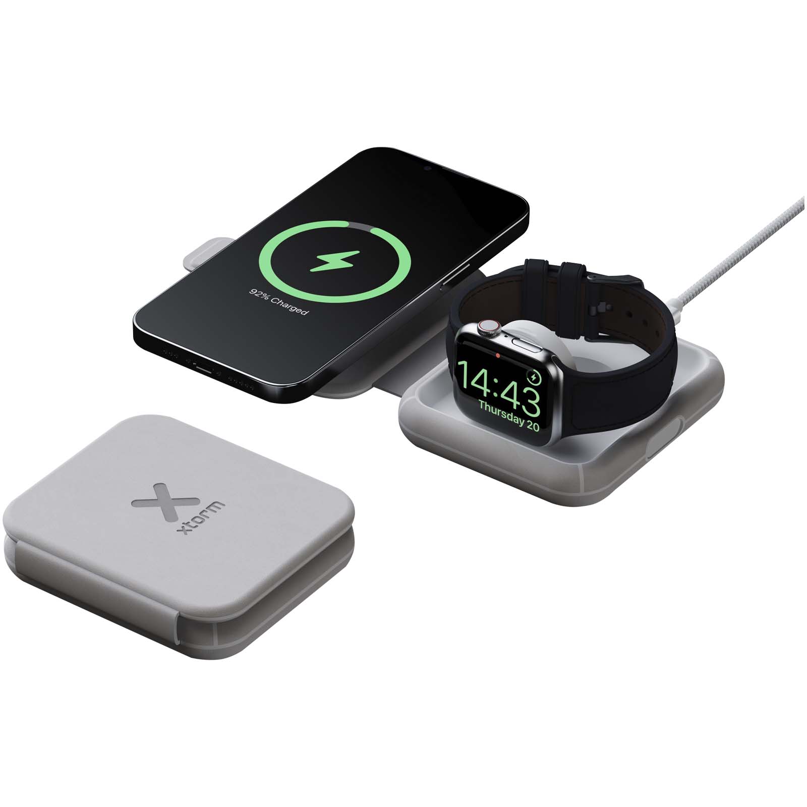 Xtorm XWF21 2-in-1 Foldable 15W Wireless Travel Charger - Grey