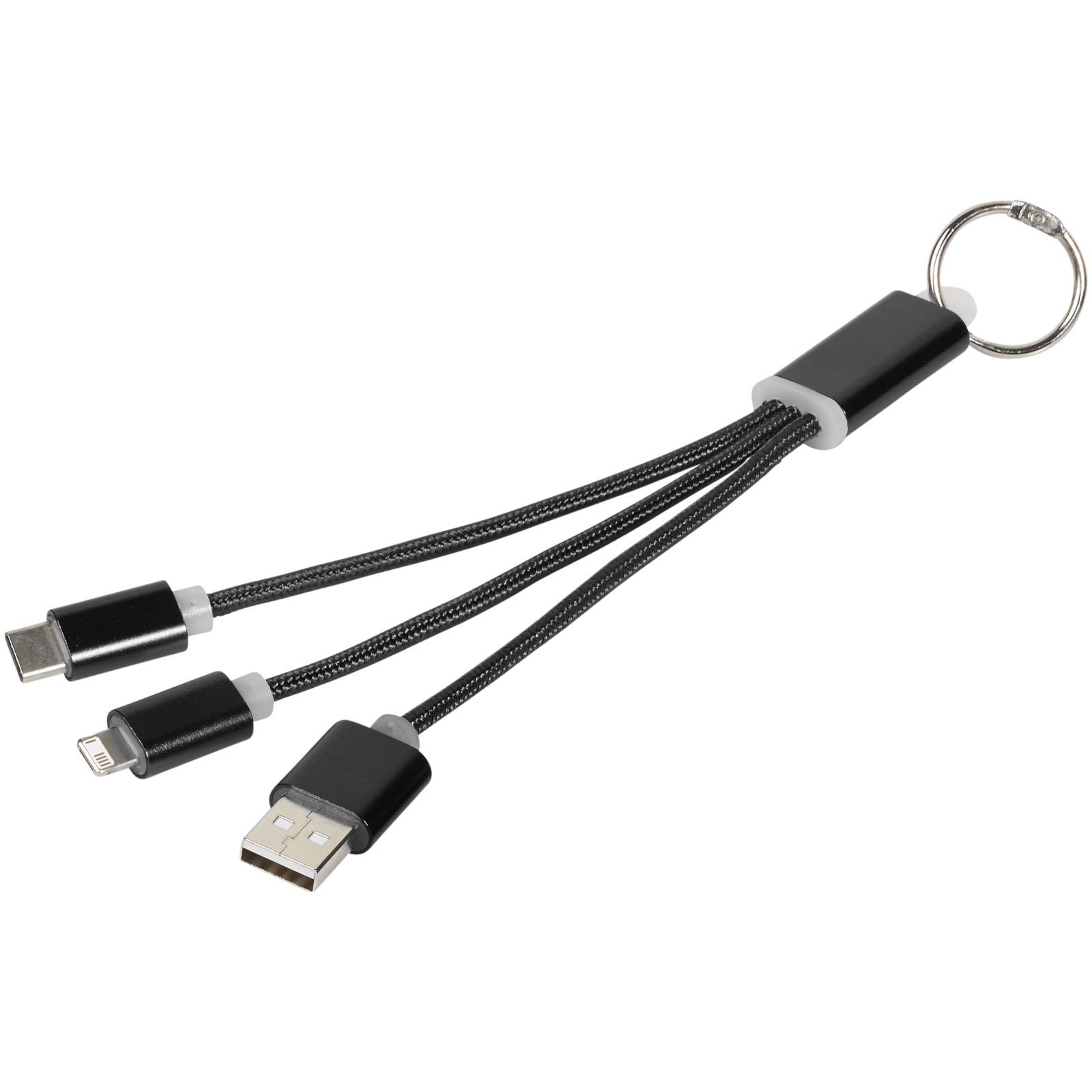 Stanton Metal 3-in-1 Charging Cable with Key-ring - Bury St Edmunds