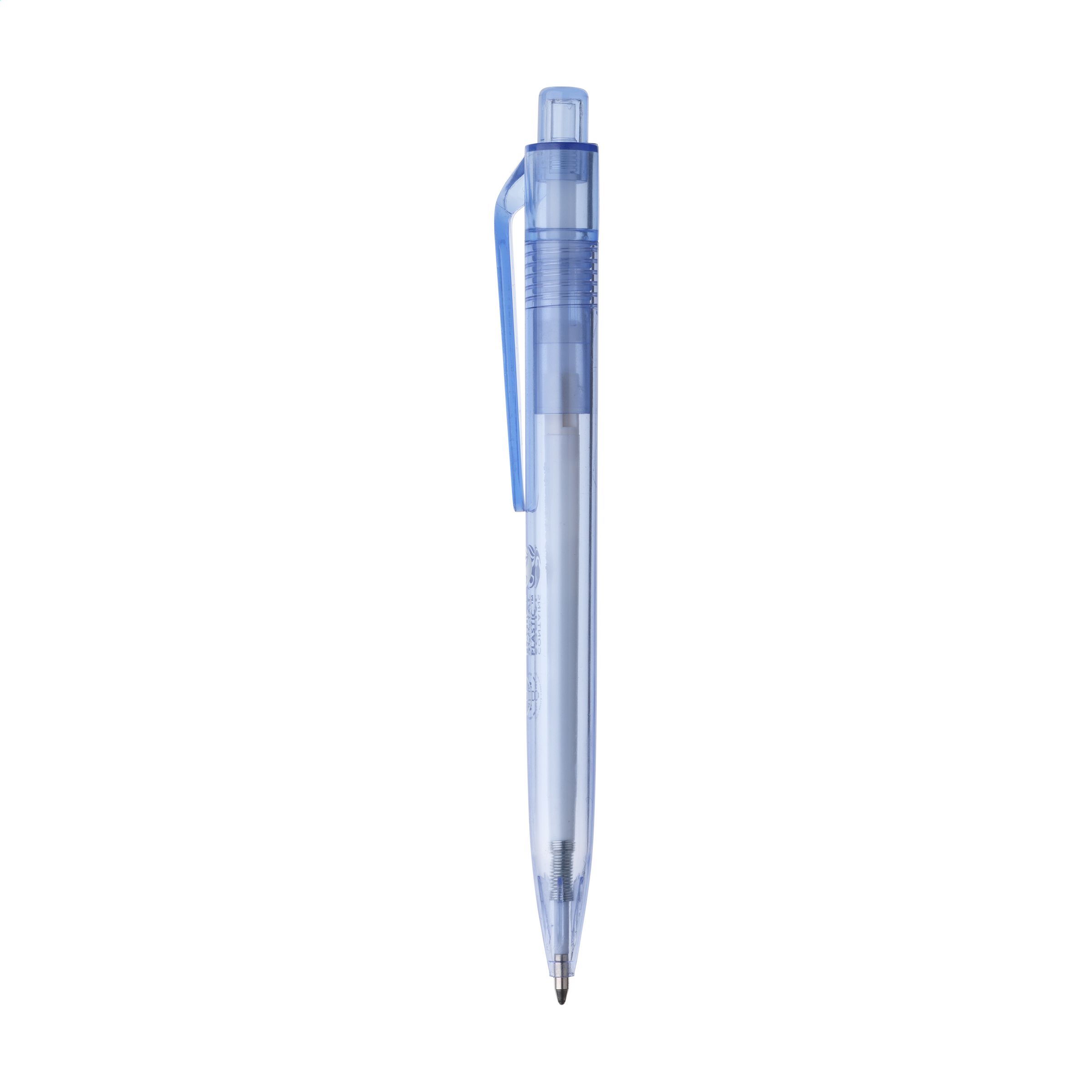 Ballpoint pen with blue ink, made from environmentally friendly recycled PET bottles. - Zouche