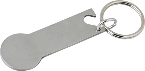 Multifunctional Stainless Steel Keychain with Shopping Cart Coin and Bottle Opener - Hoylake