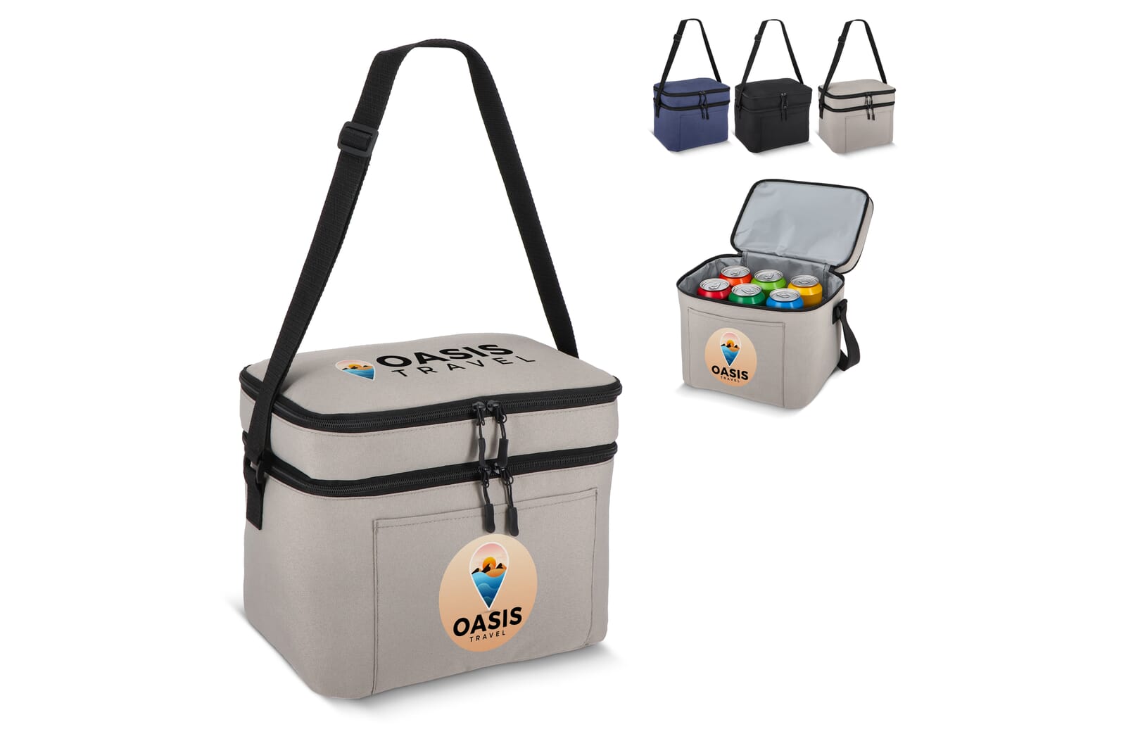 600D recycled PET cooler bag with two compartments 30 x 20 x 25 cm 15 L