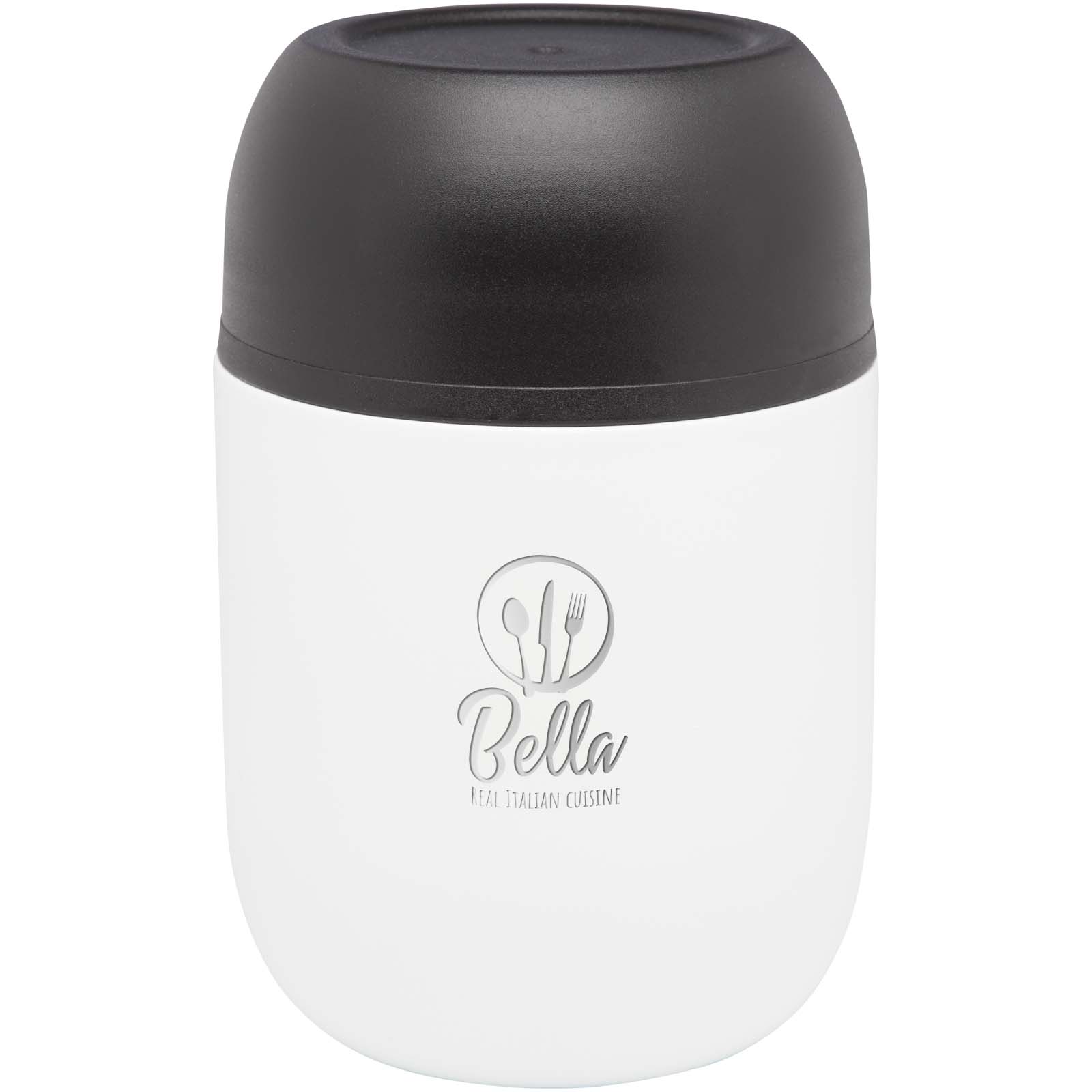 Supo 480 ml Lunchpot mit Logo aus recyceltem Edelstahl, mit faltbarem Löffel