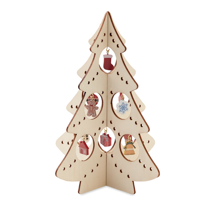 Sperrholz Silhouette Weihnachtsbaum mit 10 verschiedenen Ornamenten. Montage erforderlich - Riedenburg
