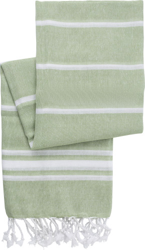 A Hammam towel made of 100% cotton with a fringe, manufactured in Europe. - Plymouth